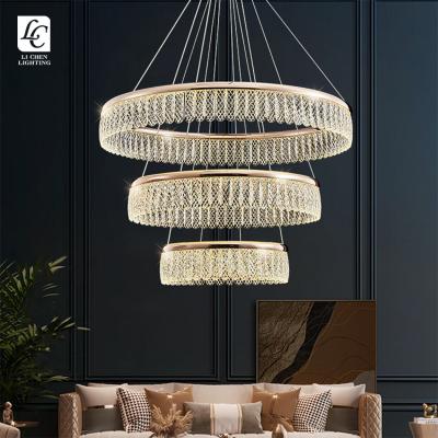 China Modern Decoration Gold Chandelier Living Room Dining Room LED Indoor Acrylic Pendant Light for sale