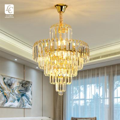 China Modern Style Luxury Home Decor Living Room Dining Room Gold Crystal LED Pendant Light Chandelier for sale