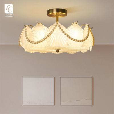 China New Design Modern Decoration Living Room Dining Room LED Surface Mounted Indoor Glass Ceiling Light for sale