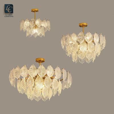 China Modern Luxury Design Indoor Decoration Hanging Lighting Brass Color LED Glass Ceiling Chandelier Lamp for sale