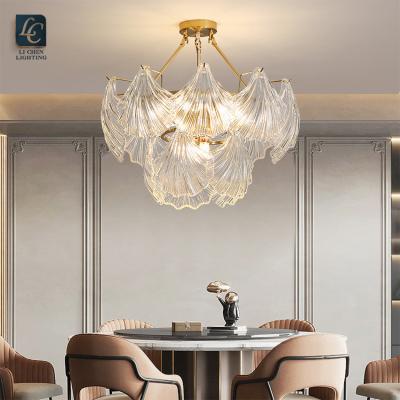 China Modern Dining Room Indoor Metal Living Room Decoration New Product Modern LED Glass Chandelier for sale