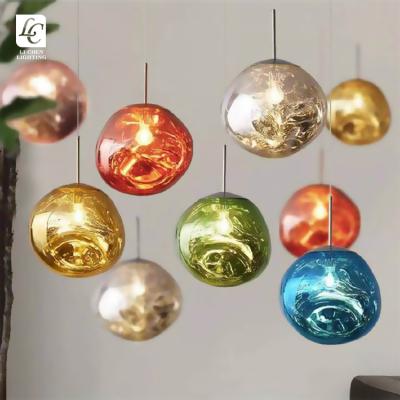 China Modern Style Modern Decoration Office Home Store LED Indoor Glass Ball Rose Gold Pendant Light for sale