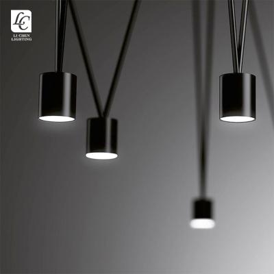 China Modern Contemporary Design Indoor Decoration Lighting Home Office Acrylic Modern Black Iron LED Chandelier for sale