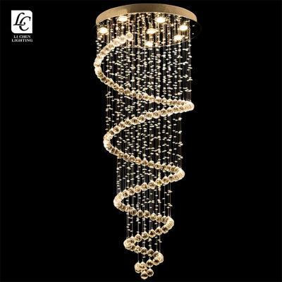 China Modern New Product Decoration Living Room Staircase Metal Indoor Crystal LED Chandelier for sale