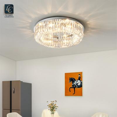 China Villa Indoor Golden Hotel Modern Design Surface Mounted Decoration Chrome LED Crystal Ceiling Lamp for sale