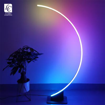 China Living Room Modern Indoor Black RGB LED Bedroom Decoration Contemporary Style White Floor Lamp for sale