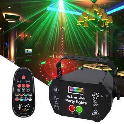 China New 5 in 1 RGB Laser DJ Strobe Light Voice Control Laser Show System For Party Club Stage Lights LED Disco Moving Beam Lighting for sale