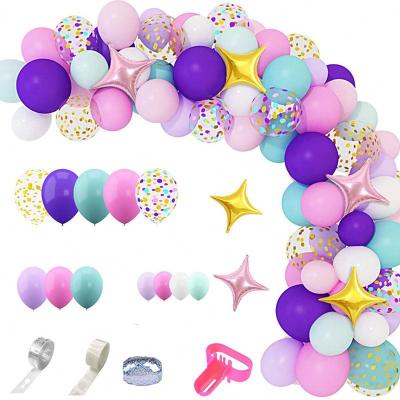 China New Year Amazon Balloon Arch Kit Set Purple Pink Confetti Balloon Garland Set Star Aluminum Balloon for Girl Birthday Party Decoration for sale