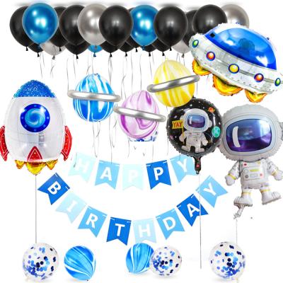 China New Year Birthday Space Solar System Theme Movie Helium Balloon Garland Kit Ufo Rocket Astronaut Party Decorations for sale