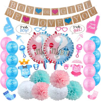 China New Year Hot Sale Boy or Girl Gender Reveal Baby Shower Birthday Party Pink Confetti Balloon Decoration Supplies Set for sale