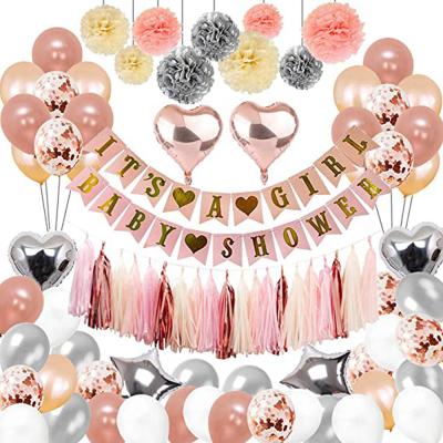 China New Very Popular 1st Year Birthday Decorations Happy Birthday Balloon Kit For Baby Girl Banner for sale