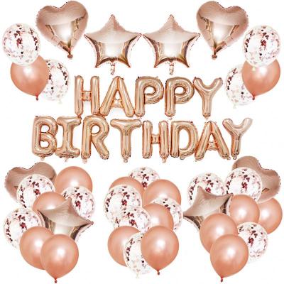 China Rose Gold Happy Birthday Balloon Rose Gold Party Balloons New Year's Rose Gold Party Decorations Latex Confetti Suppliers for sale