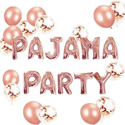 China New Year Rose Gold Pajama Party Balloon Garland Kit Confetti Latex Balloons Pajama Rose Golden Party Banner Decoration for sale