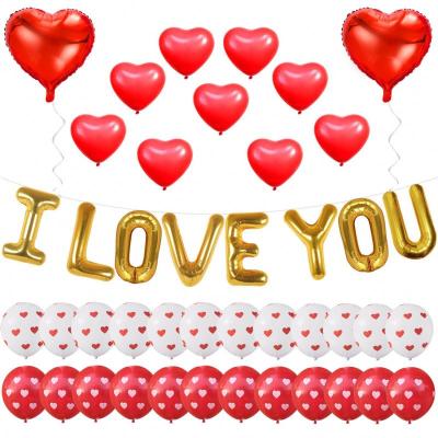 China New Year 46 Pcs Valentines Balloon Banner Decorations Set Include I Love You Banner For Valentine Party Favors for sale