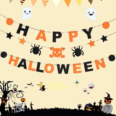 China New Design 2021 New Year Halloween Decoration Paper Flag Celebrate Happy Halloween Party Supplies Bunting Banner for sale