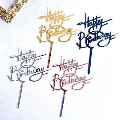 China New Year Creative Acrylic Birthday Cake Toppers Birthday Party Supplies Painted Acrylic Birthday Cake Toppers For Beautiful Gift Decorations for sale