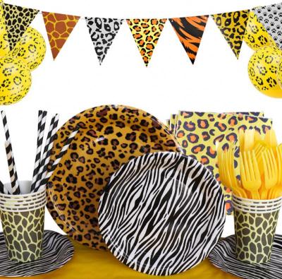 China New Year Spot Jungle Animals Leopard Print Birthday Party Decoration Balloon Wild Party Paper Tableware Party Supplies for sale