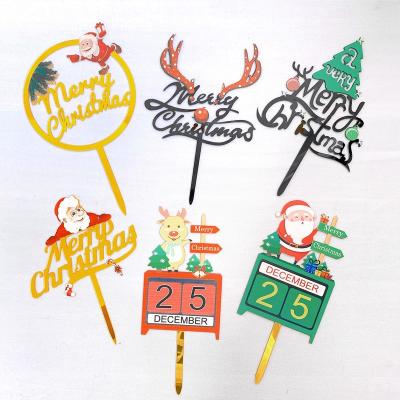 China New Year Christmas Acrylic Color Draw Cake Insert Card Manufacturers Direct For Santa Antlers Baked Dessert Cake Topper Decoration for sale