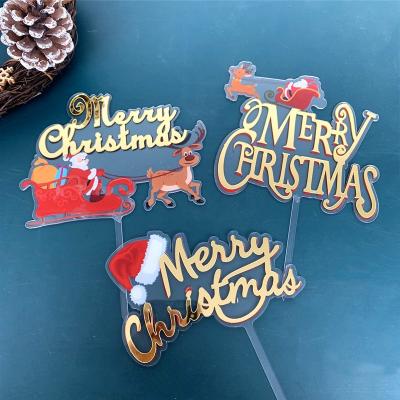 China New Year DIY Colorful Printing Cake Topper Acrylic Cake Topper Christmas Merry Christmas for sale