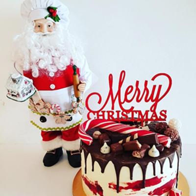 China New Year Christmas Decoration Supplies Acrylic Christmas Ornament Merry Christmas Cake Topper for sale