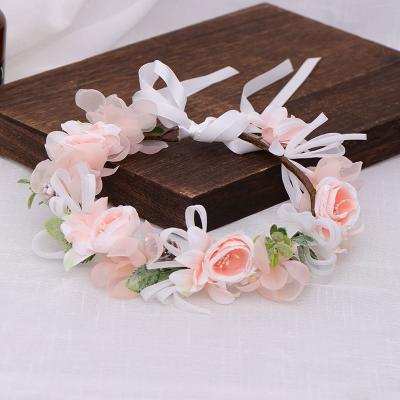 China Wedding Handmade Beautiful Artificial Flower Garland Headdress Wedding Bridesmaid Crown Headband Bride Garland Headdress for sale