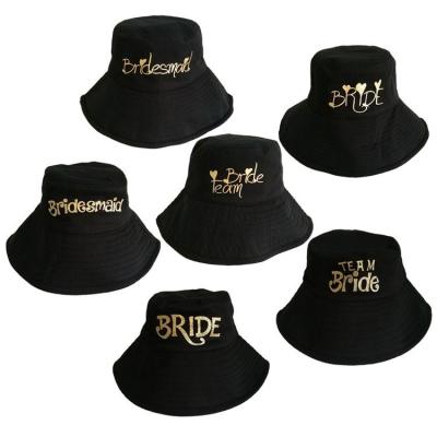 China Wedding Glitter Gold Bridal Squad Bachelorette Party Wedding Shower Bucket Hat X3222 for sale