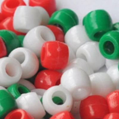 China New Year Mixed Colors Pony Beads 8*6mm Opaque Plastic Craft 1200pcs Projects Jewelry Ornaments Key Chains Hair Beads For Braids for sale