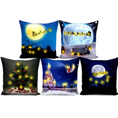 China 2021 New Year Home Decor Cushion Pillow Case Light Up Cushion Cover Merry Christmas Led Gift Glow Throw Led Pillow Light Case Super Soft for sale