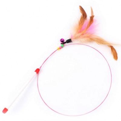 China 2021 Viable Hot Selling Pet Supplies Steel Wire Feather Cat Teaser Cat Toy Pet Products Wholesale In Stock Fast Shipping for sale