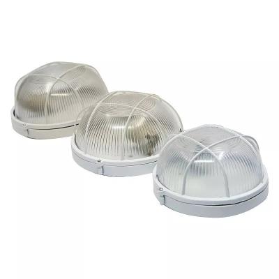 China Caged Round LED Bulkhead Light Borosilicate Glass IP44 Outdoor Wall Mounted en venta