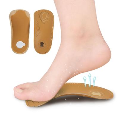 China Arch Support3/4 Faux Leather Flat Foot Orthotics Insoles Men Women High Arch Support Insoles for sale