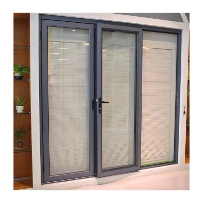 China KDSBuilding Exterior Fronts Double Tempered Glass Frame Single Hinged Glass Aluminum Casement Doors for sale