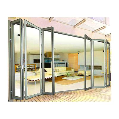 China Patio Aluminum Frame Door Energy Low E Glass Aluminum Bi Folding Doors for sale