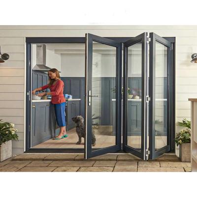 China Patio Bifold Aluminium Folding Doors Tempered Glass Accordion Doors for sale