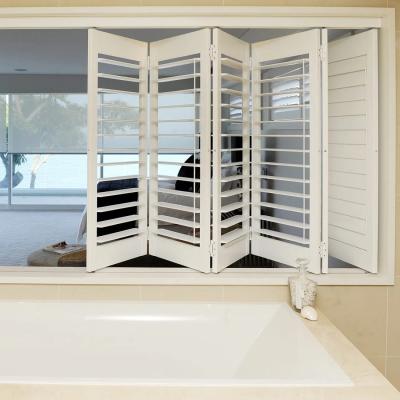 China Horizontal White PVC Plantation Shutter Villa Folding Window Louvres for sale