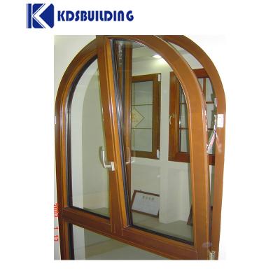 China Ventana de madera sólida de estilo francés de doble cristal con inclinación giratoria Ventana a prueba de viento en venta