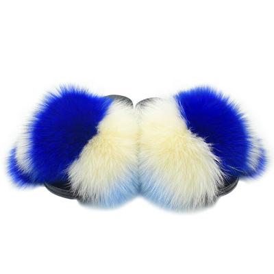 China Fashion Trend Hot Sale Slips Regular Raccoon Girls Smudge Fur Slippers In Fashion for sale