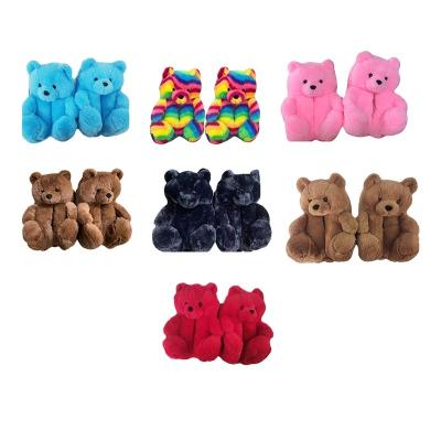 China Fashion Trend Teddy Bear Slippers Plush Teddy Bear Bedroom Slippers Women Shoes Indoor Bedroom Slippers for sale