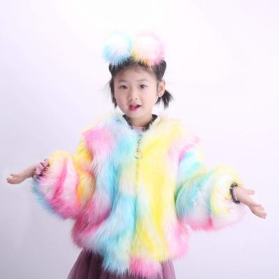 China Viable Wholesale Cute Kids Faux Fur Jackets Colorful Winter Kids Designer Kids Fur Coats for sale