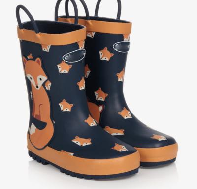 China Fashion trend manufacturer wholesale kids fox pattern small printing wellingtons rubber rain boots cute rubber boots for toddler for sale