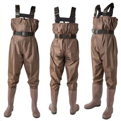 China High Quality Waterproof Manufacturing 70d Sea Rock Boat Brown Nylon Duck Hunting Fly Fishing Waders With Studs Felt Unique for sale