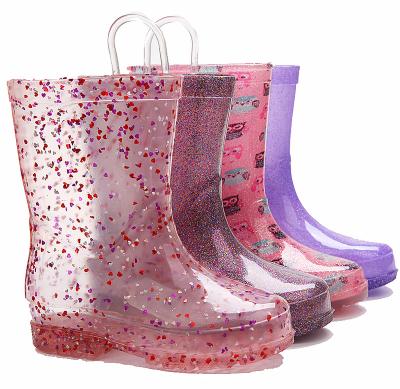 China Fashion Trend Manufacturer Kids Girl Designer PVC Soft Water Shoe Boots Rubber Boots Half Anti Glitter Transparent Rain Boots For Kids for sale