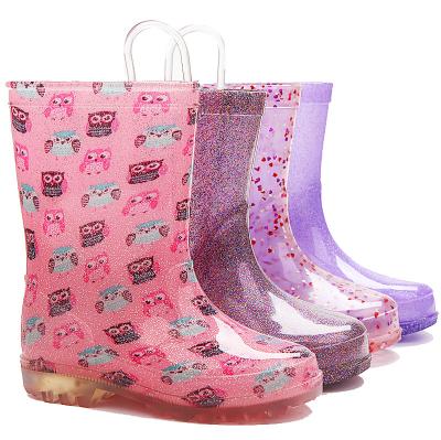 China Fashion Trend Manufacturer Kids Lovely Comfort Baby Girl Knee High PVC Transparent Rain Boots Cute Wellington Rubber Boots Plastic Transparent Rain Boots for sale