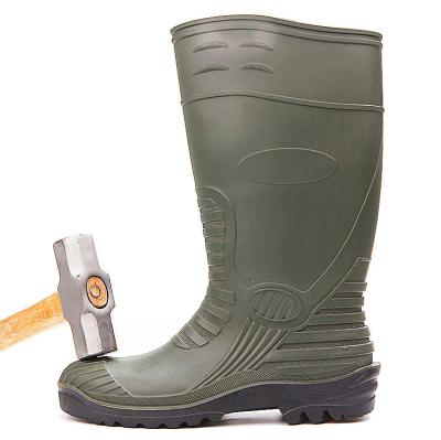 China Anti-Smell Manufacturer Men's Safety Waterproof Steel Toe Wellington Boots PVC Garden Unisex Wellies Work Rain Boots For Industry for sale