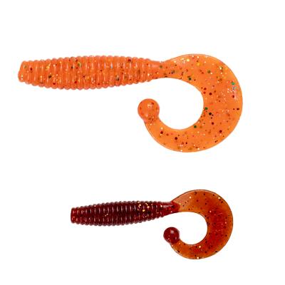 China Artificial Worm Worm 2g 4g Bait Soft Worm Bait Tail Curved Worms For Freshwater Salt And Bass Fsihing Lure for sale