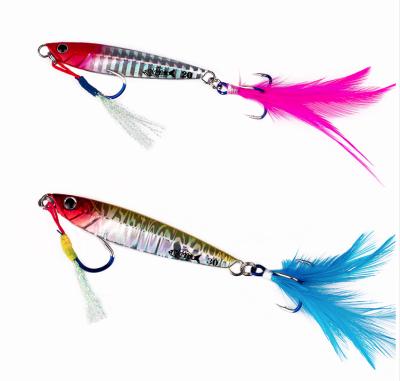 China Bright Color 20g 30g Artificial Hard Groundbaits Fishing Lure Metal Jig Baits Shallow Fishing Tackle With Feature Hook for sale