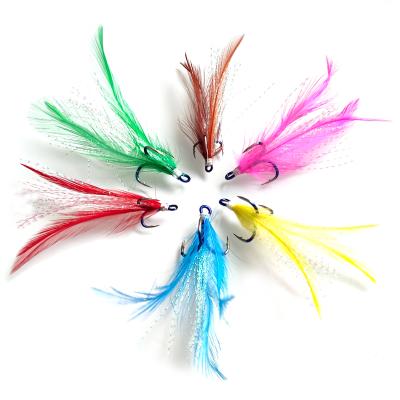 China Feather Fishing Hooks Water Treble Sniper High Carbon Steel Fishing Treble Hooks With Leather Wholesale Cheap Fish Hook for sale