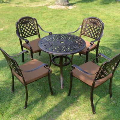 China Outdoor Furniture Garden Dining Set in Rectangular Shape with Red Copper Cast Aluminum for sale