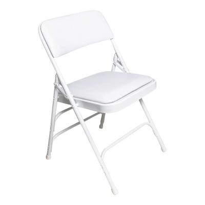 China Hotel Outdoor Parties White Outdoor Folding Chair with Powder Coated Frame for sale