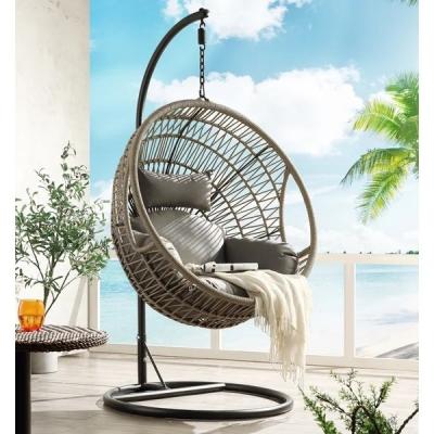 China Leisure Outdoor/Indoor Modern Egg Shape Wicker Rattan Hanging Swing Chair with Stand for sale